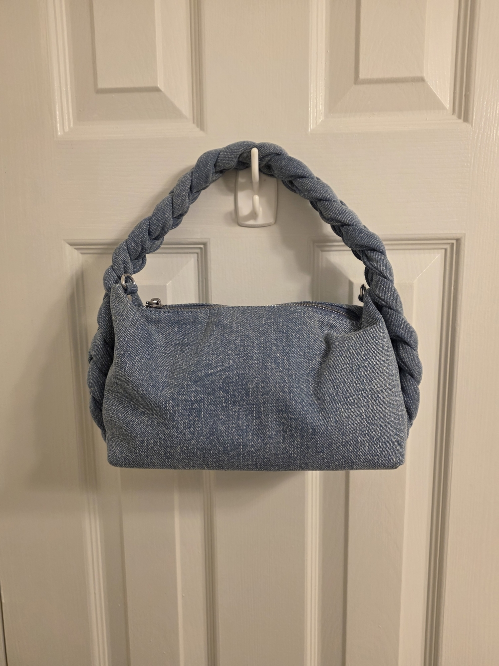 Blue Denim Braided Handle Mini Bag